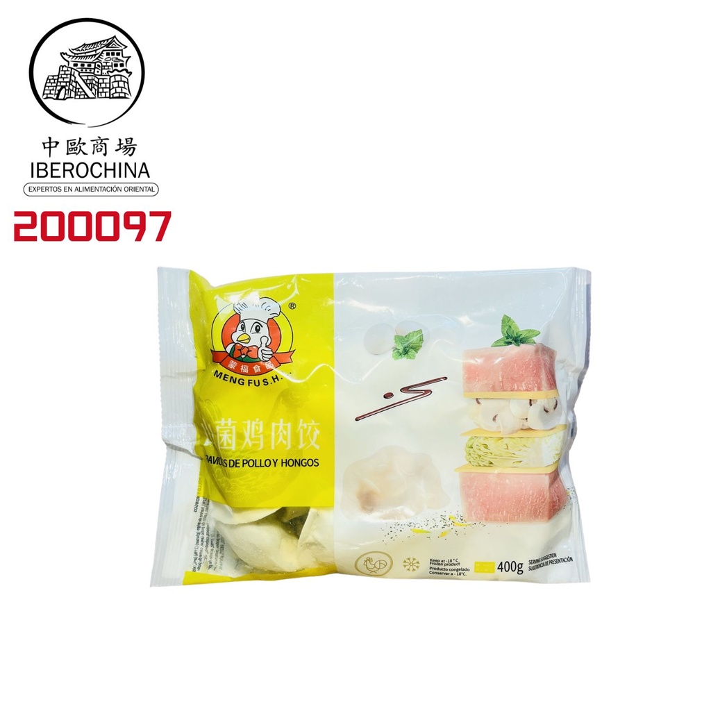RAVIOLI POLLO HONGOS CONGELADO *MENGFU* 蒙福冻山菌鸡肉饺 400g/12