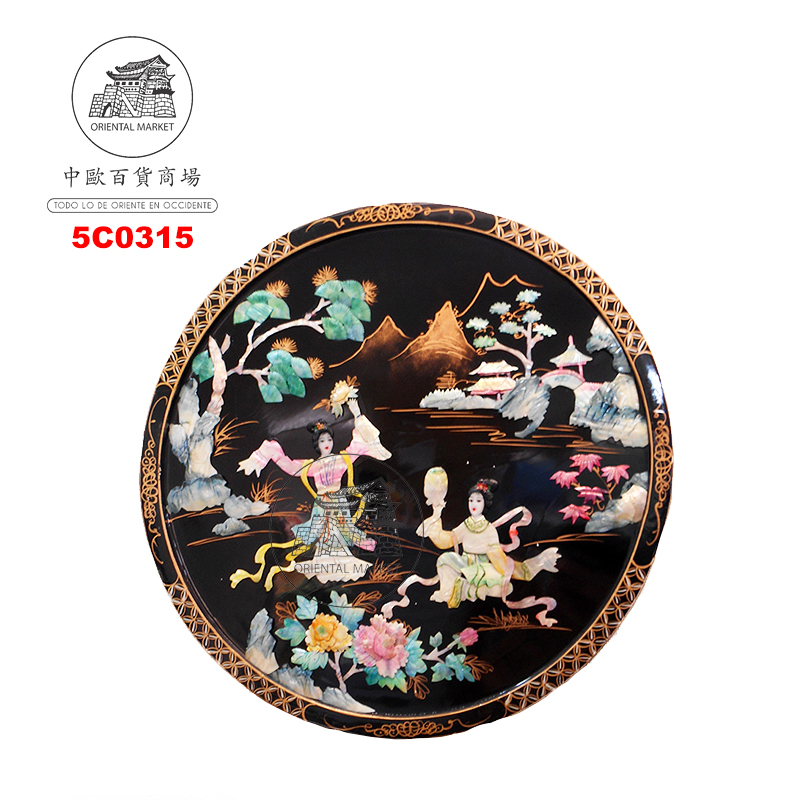 CUADRO LACADO REDONDO  圆形贝雕挂图