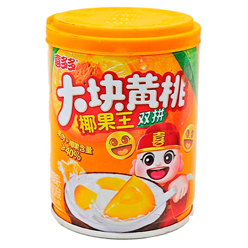MELOCOTÓN Y NATA DE COCO EN ALMÍBAR *XDD* 喜多多黄桃椰果双拼罐头 245g/12
