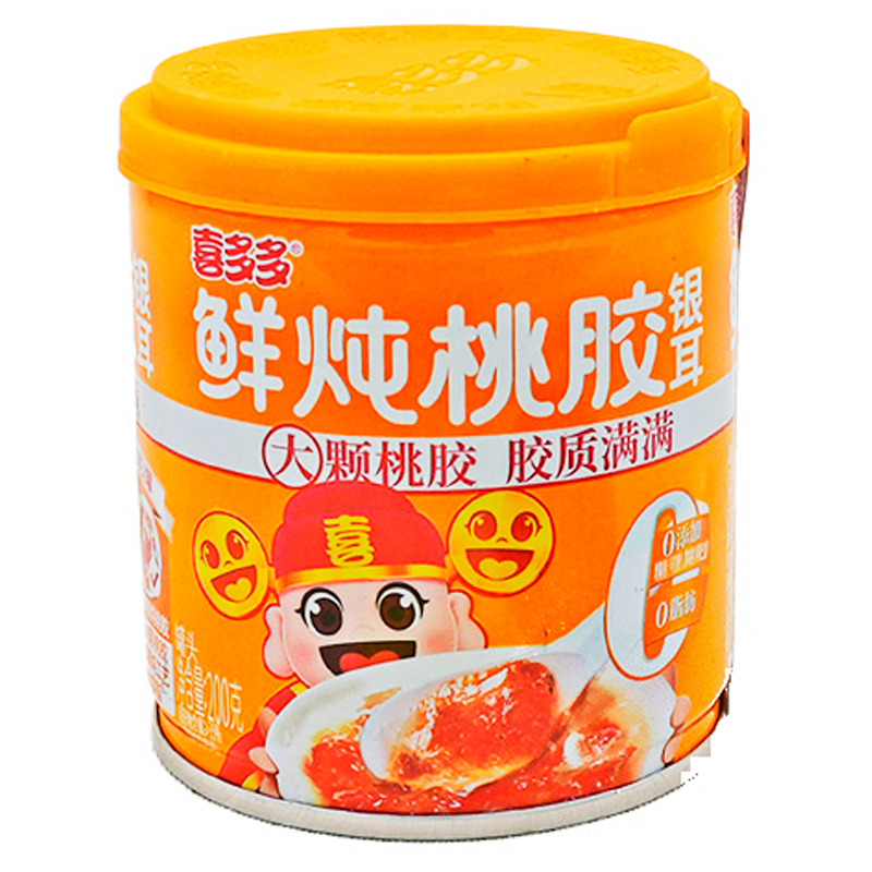 [500243] BEBIDA DE GOMA DE MELOCOTON Y OREJITA DE MADERA BLANCA *XDD* 喜多多鲜炖桃胶银耳 200g/12