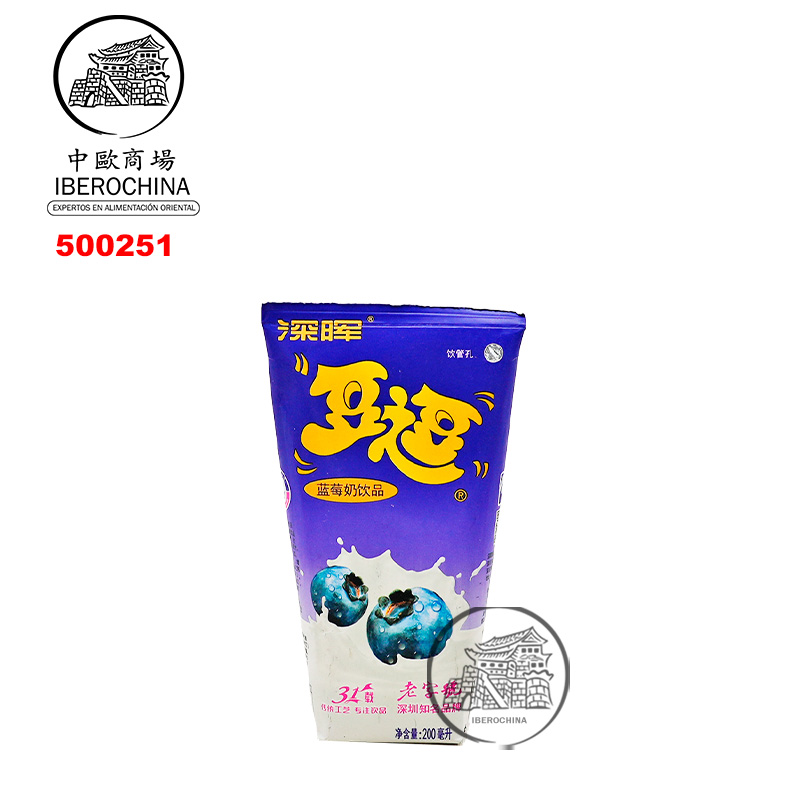BEBIDA LECHE CON SABOR ARÁNDANO *SHENHUI* 深晖豆逗蓝莓奶 200ml/16