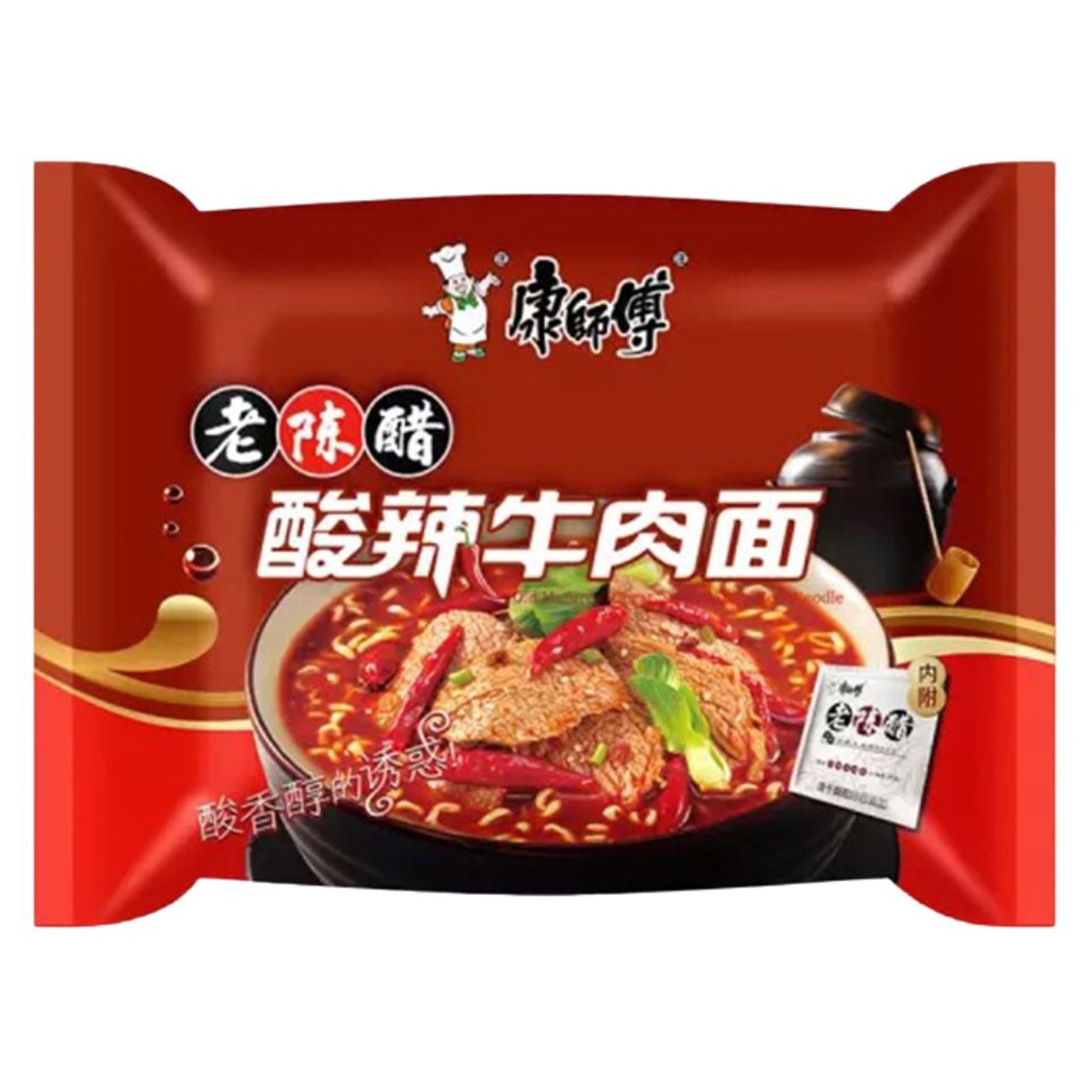 [500329] FIDEO TERNERA PICANTE Y ACIDO *KANGSHIFU* 康师傅酸辣牛肉袋面 116g/24