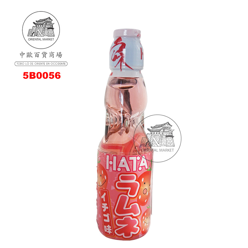 BEBIDA GASEOSA FRESA *RAMUNE* 日本草莓弹珠气泡饮料 200ml/30