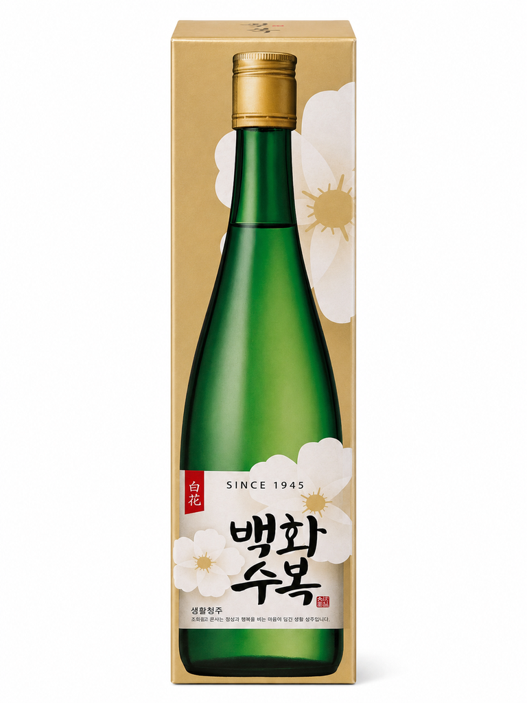 SAKE COREANO (13%) *BAEKWHA* 白花小瓶清酒 700ml/12