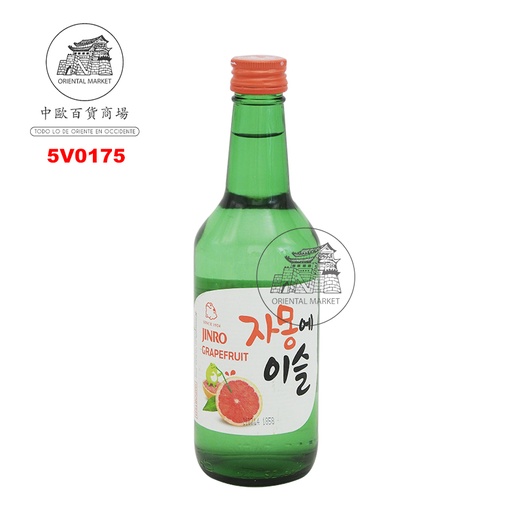 [5V0175] VINO DE ARROZ SOJU POMELO (13%) *JINRO* 韩国烧酒柚子味 350ml/20