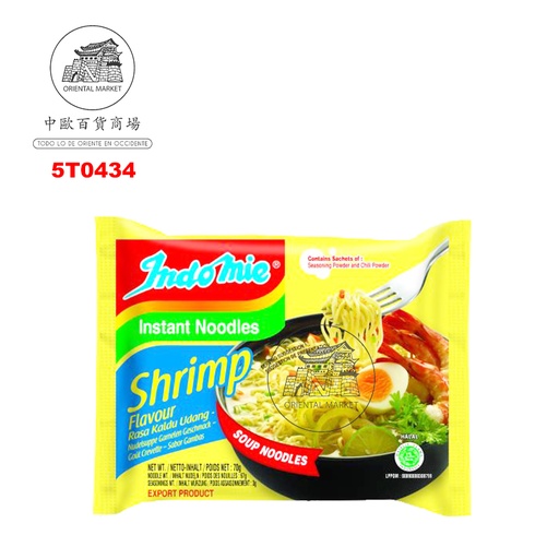 [5T0434] FIDEO INSTANTANEO GAMBAS *INDOMIE* 虾仁味营多面 70g/40