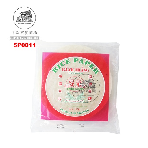 [5P0011] PAPEL ARROZ REDONDO  60H (18cm) *TWIN LION* 双狮圆米片 400g/40