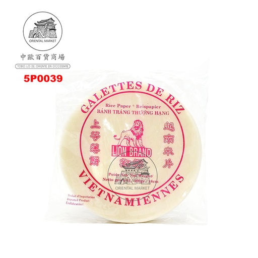 [5P0039] PAPEL ARROZ (18cm) *LION* 狮标越南米片 400g/50