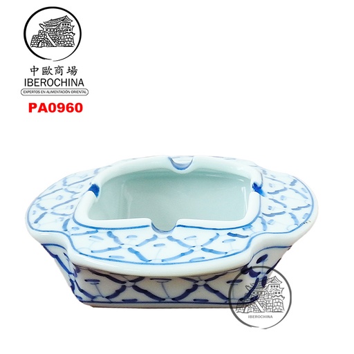 [PA0960] CENICERO AZUL    泰蓝瓷带柄烟灰缸 60(45X45X40)