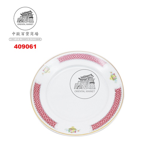 [409061] PLATO REDONDO  瓷金红花圆盘 6(15cm)