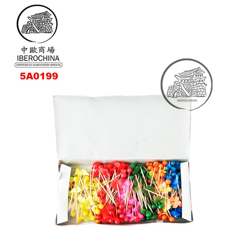 [5A0199] ADORNO POSTRE 彩色圆球签 /100