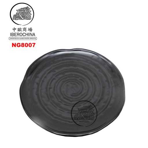 [NG8007] PLATO REDONDO *8007* 塑黑色蟠桃皿 19cm/48