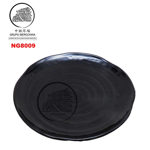 [NG8009] PLATO REDONDO *8009* 塑黑色蟠桃皿 24cm/48