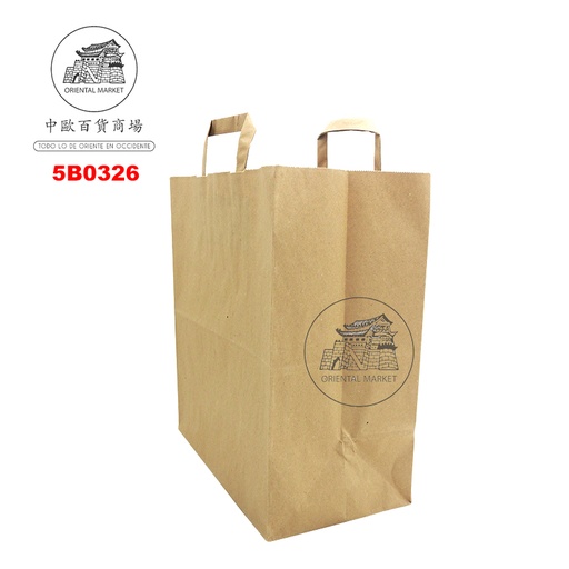 [5B0326] BOLSA PAPEL SIN DISEÑO 牛皮纸外卖袋 (30x33x16.5cm)/50u/6