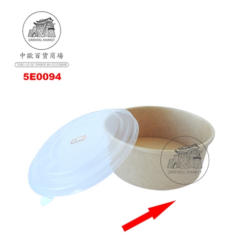 [5E0094] ENVASE PAPEL REDONDO (150x128x60mm) 牛皮纸圆外卖盒 750ml/300u/1