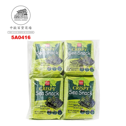 [5A0416] SNACK ALGA ACEITE OLIVA *WANG* 韩国WANG橄榄油味海苔 10g/4u/10