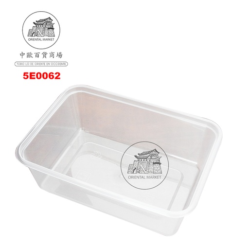 [5E0062] ENVASE CUADRADO PLASTICO 塑料方形外卖盒 650cc/500u/1