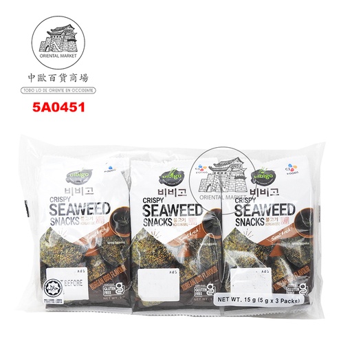 [5A0451] ALGA SNACK SABOR BBQ *BIBIGO* 韩国烧烤味海苔  5g/3u/12