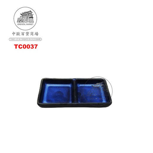 [TC0037] PLATITO PARA SALSA CERAMICA雪山双格碟