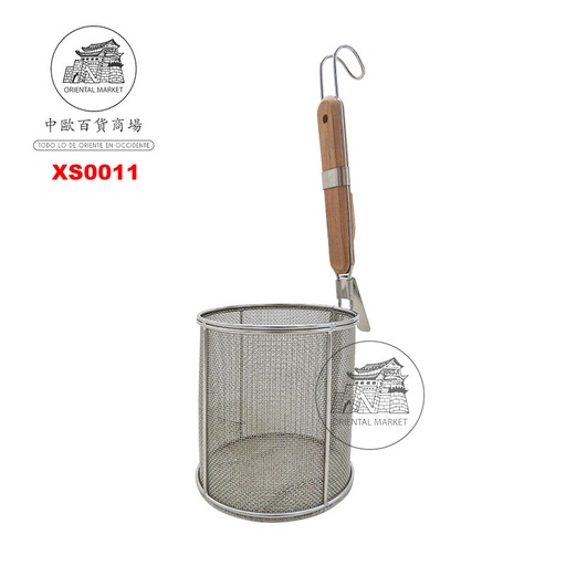 [XS0011] CESTILLO CON MANGO MANDERA 木柄捞面网厘 (12cm)