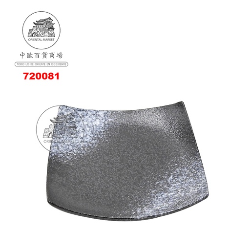 [720081] PLATO CUADRADO NEGRO 雪花黑彩翘盘 (8吋)
