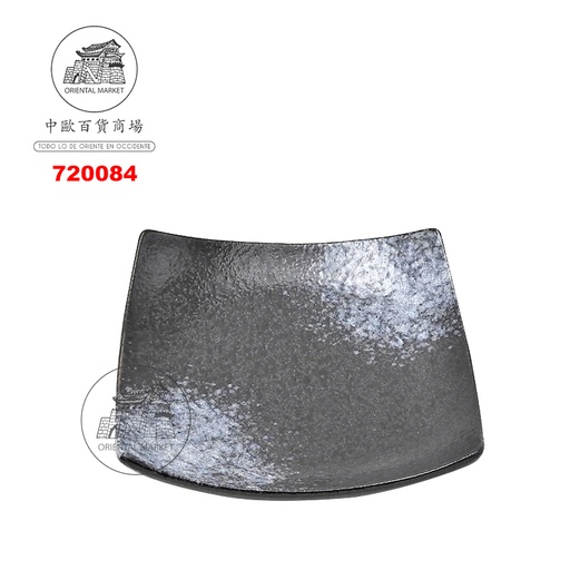 [720084] PLATO CUADRADO PORCELANA NEGGRO 雪花黑彩翘盘 (6吋) (15cm)