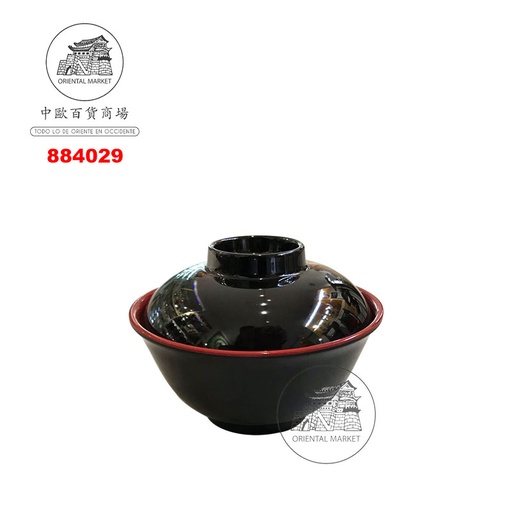 [884029] CUENCO CON TAPA PLASTICO 日式红黑碗加盖  12cm/192