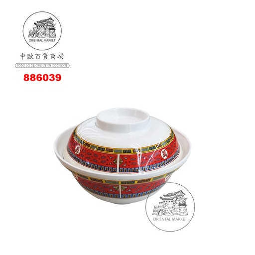 [886039] CUENCO CON TAPA PLASTASTICA 红万寿盖饭塑料碗 15cm/108
