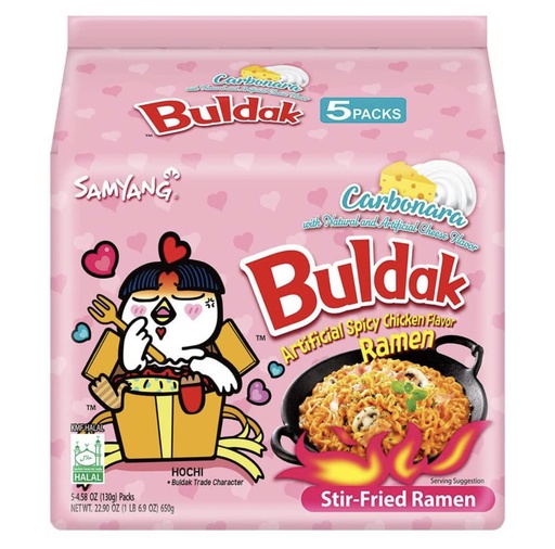 [5T0632] RAMEN BULDAK CARBONARA 5-PACK *SAMYANG* 三养奶油火鸡面五连包 130g/5u/8