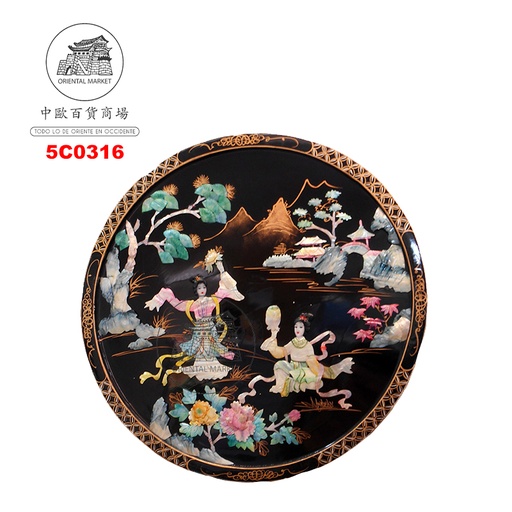 [5C0316] CUADRO LACADO REDONDO 圆形贝雕挂图