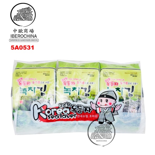 [5A0531] SNACK ALGA TE VERDE *OCK-DONG-JA* 玉童子绿茶味海苔 4g/3u/24