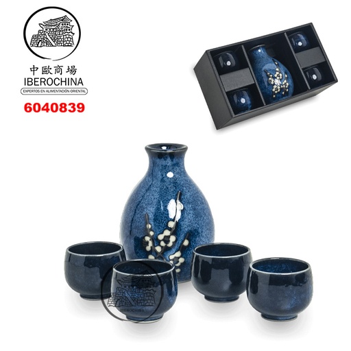 [6040839] SAKE SET 蓝色清酒5件套装 300ml/24