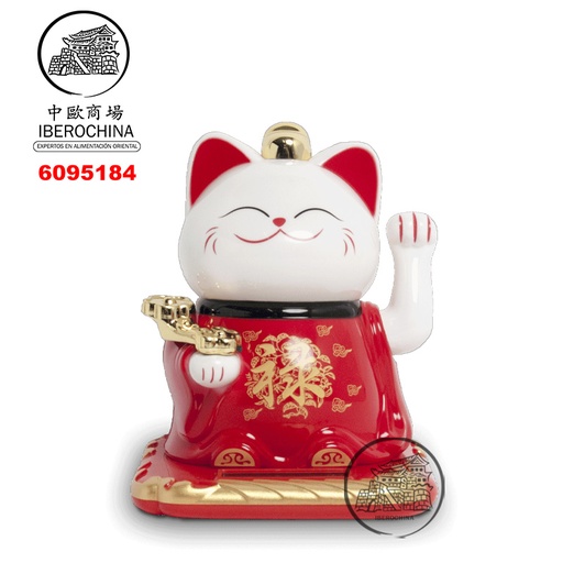 [6095184] GATO SUERTE SOLAR 太阳能禄字白红招财猫 /120