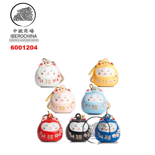 [6001204] LLAVERO GATO SUERTE 招财猫福钥匙扣白黄粉蓝红黑宝蓝 /700