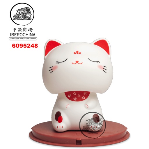 [6095248] GATO SUERTE SOLAR KAWAII 太阳能闭眼白红招财猫 /96