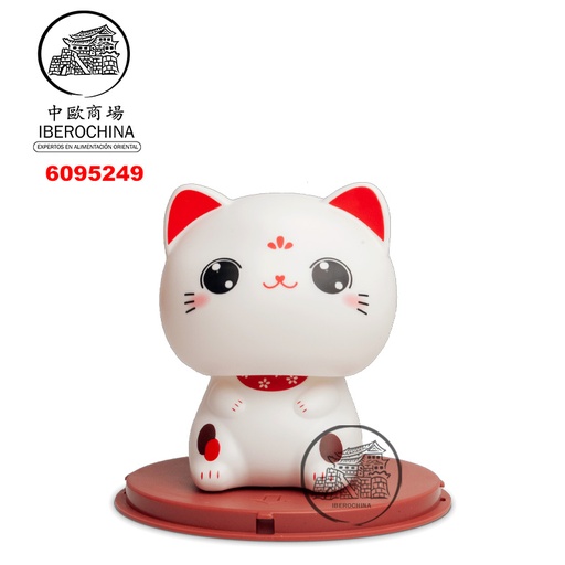 [6095249] GATO SUERTE SOLAR KAWAII 太阳能睁眼白红招财猫 /96