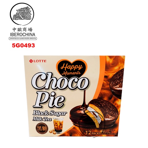 [5G0493] GALLETA CHOCO PIE *LOTTE* 乐天巧克力饼干黑糖奶茶味 28g/12u/8