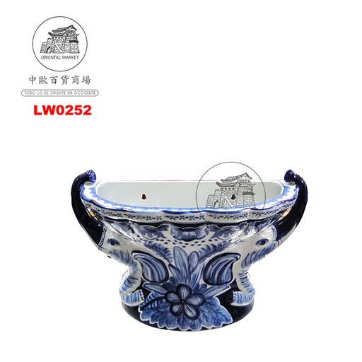 [LW0252] FLORERO ELEPHANTE AZUL  (CD302) 瓷蓝花象型花瓶 14.5