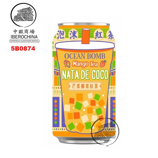[5B0874] BEBIDA TE ROJO CON NATA DE COCO MANGO *OCEAN BOMB* 芒果椰果红茶 330ml/24