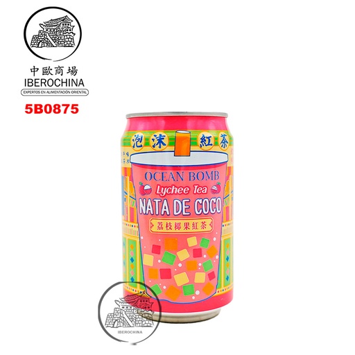 [5B0875] BEBIDA TE ROJO CON LICHI Y COCO *OCEAN BOMB* 荔枝椰果红茶 330ml/24