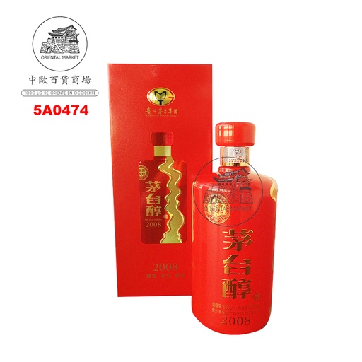 [5A0474] AGUARDIENTE 2008 CHUN (53%) *MOUTAI* 贵州2008茅台醇 500ml/6