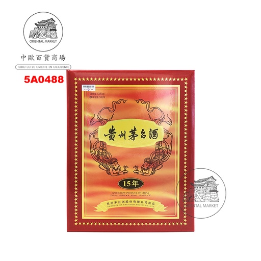 [5A0488] AGUARDIENTE 15 AÑOS (53%) *MOUTAI* 贵州茅台酒十五年礼盒装 500ml/6