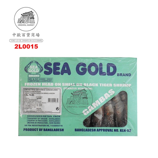 [2L0015] LANGOSTINO ENTERO CONGELADO 孟加拉带头黑虎虾 800g/12