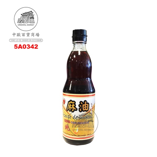 [5A0342] ACEITE SESAMO PURO *SUSHI KING* 寿司王纯麻油 550g/12